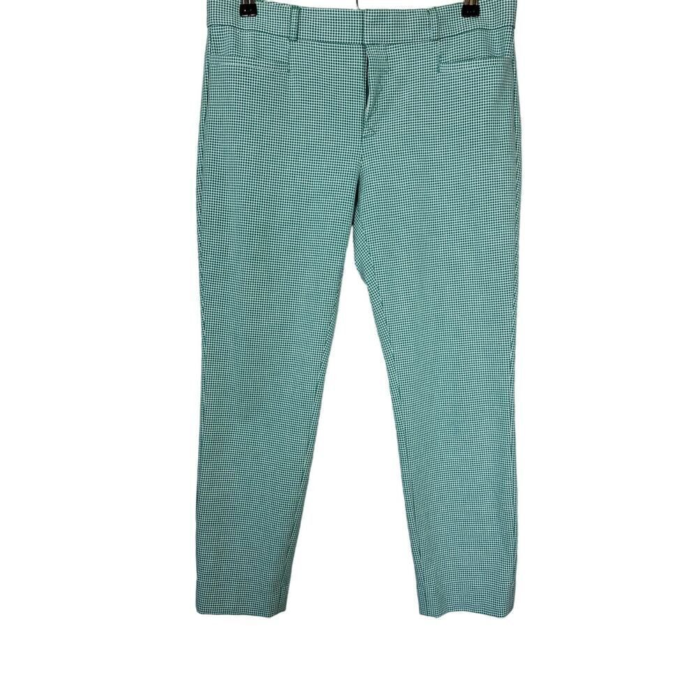 BANANA REPUBLIC Women's Houndstooth Straight Leg Trouser Pants Green Size 6